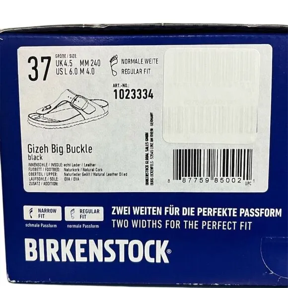 Birkenstock Gizeh Big Buckle Women's Leather Sandals Black L6/M4 Unisex Summer