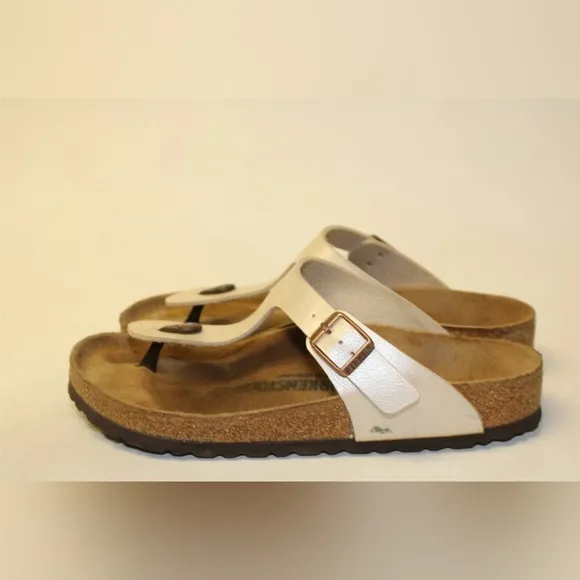 Birkenstock Gizeh Sandal Women Size 9 R 40 Germany Made Pearl Thongs Shoes