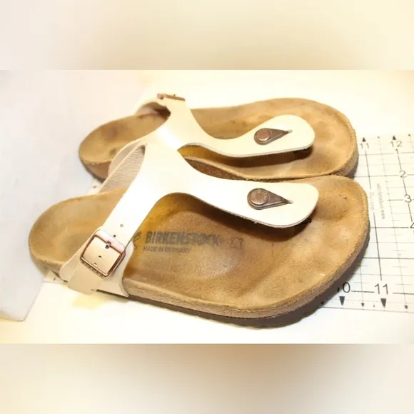 Birkenstock Gizeh Sandal Women Size 9 R 40 Germany Made Pearl Thongs Shoes