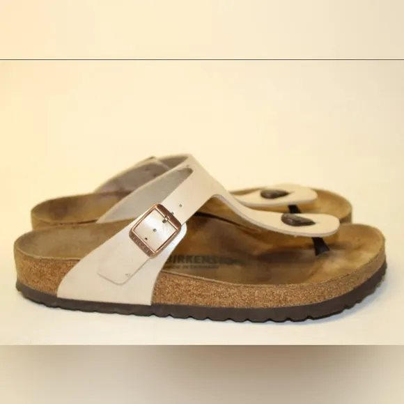 Birkenstock Gizeh Sandal Women Size 9 R 40 Germany Made Pearl Thongs Shoes