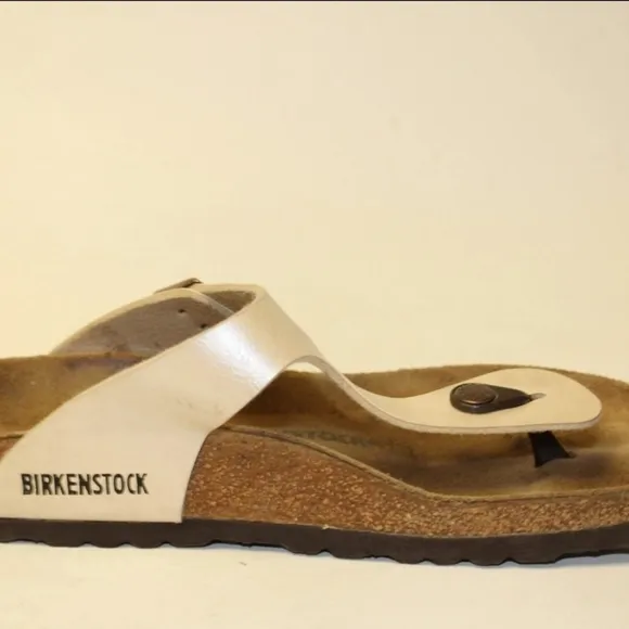 Birkenstock Gizeh Sandal Women Size 9 R 40 Germany Made Pearl Thongs Shoes