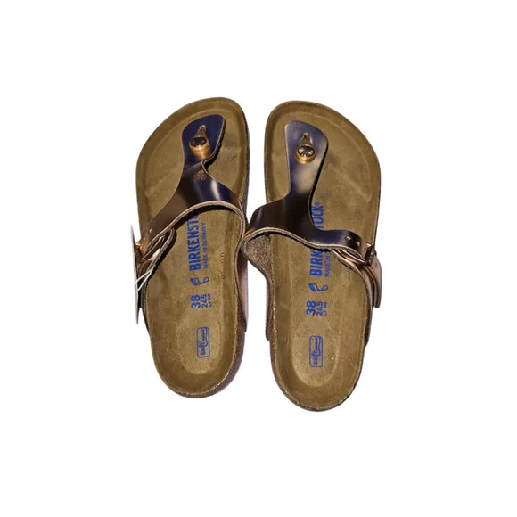 Birkenstock Gizeh Soft Footbed Metallic Copper Oiled Leather Thong Sandals SZ 38
