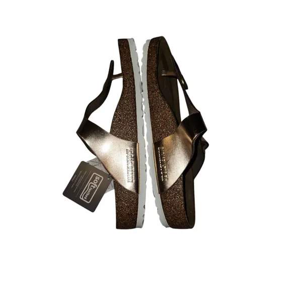 Birkenstock Gizeh Soft Footbed Metallic Copper Oiled Leather Thong Sandals SZ 38