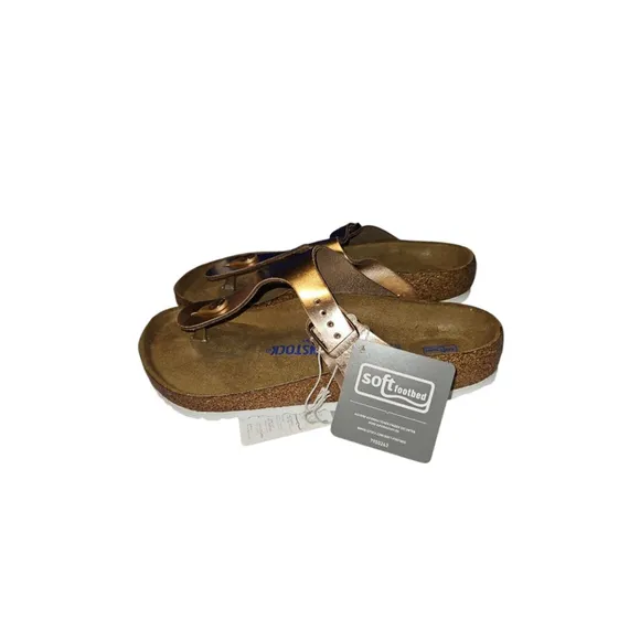 Birkenstock Gizeh Soft Footbed Metallic Copper Oiled Leather Thong Sandals SZ 38
