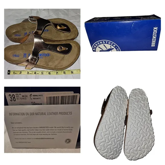 Birkenstock Gizeh Soft Footbed Metallic Copper Oiled Leather Thong Sandals SZ 38