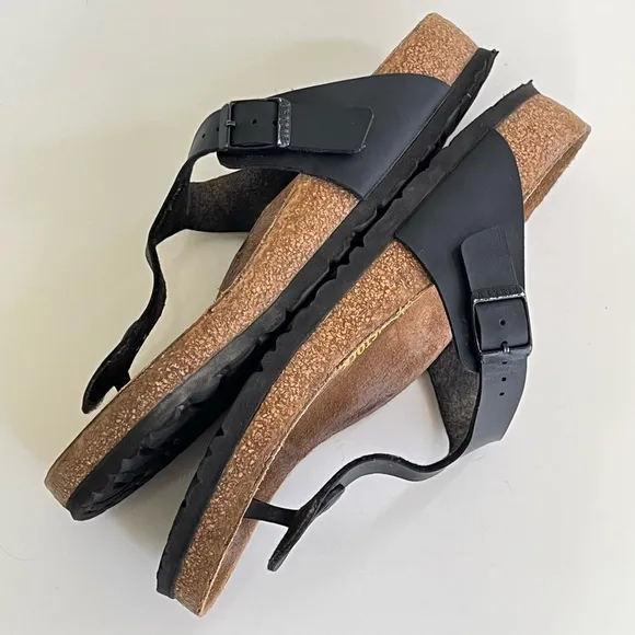 Birkenstock Gizeh Women’s Thong Sandals Black Size Leather 39 / 8 Regular Width