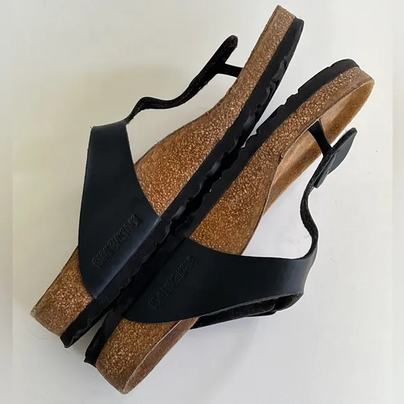 Birkenstock Gizeh Women’s Thong Sandals Black Size Leather 39 / 8 Regular Width