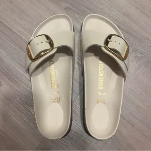 Birkenstock Madrid Big Buckle Natural Leather Patent Sandals
