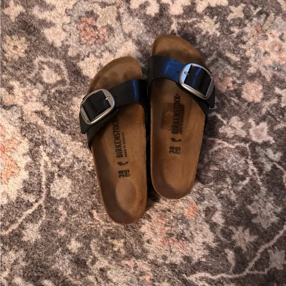 Birkenstock Madrid Big Buckle Sandals in Black Licorice