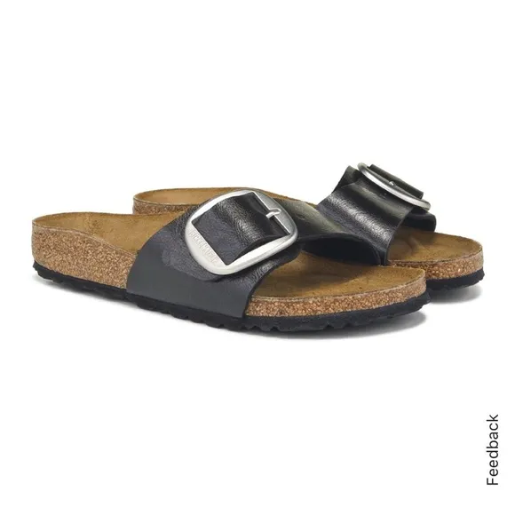 Birkenstock Madrid Big Buckle Sandals in Black Licorice