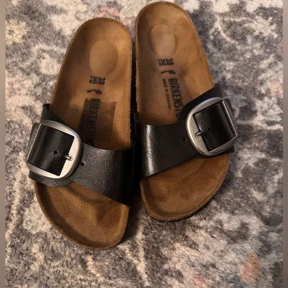 Birkenstock Madrid Big Buckle Sandals in Black Licorice