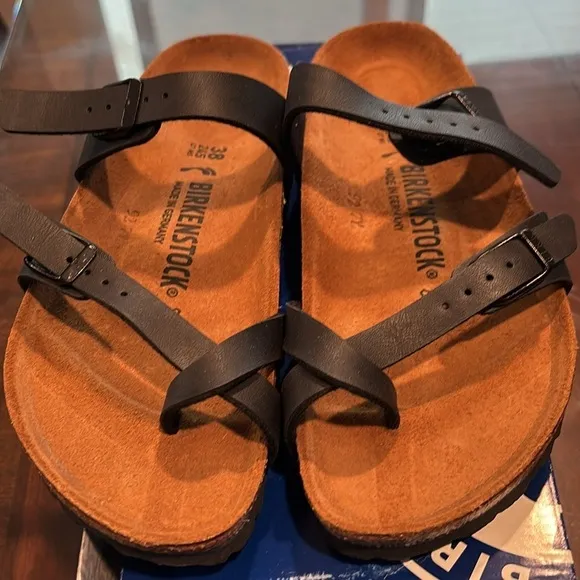 Birkenstock Mayari black sandals size 38 or women’s 8, narrow fit