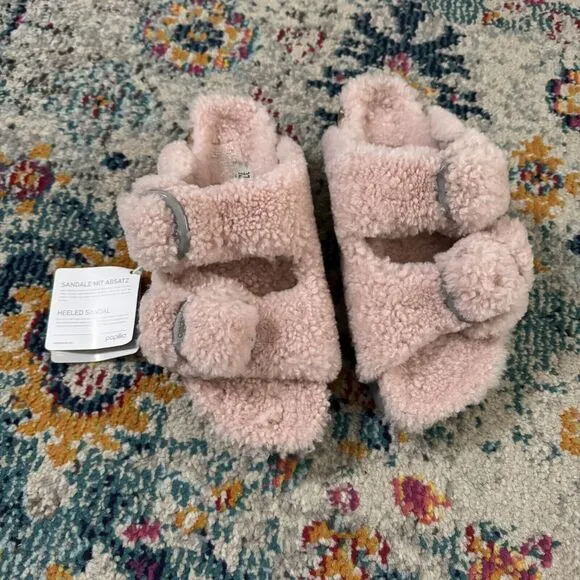 Birkenstock Papillio Big Buckle Teddy Crystal Rose Sherpa Platform Sandal 37 NWT