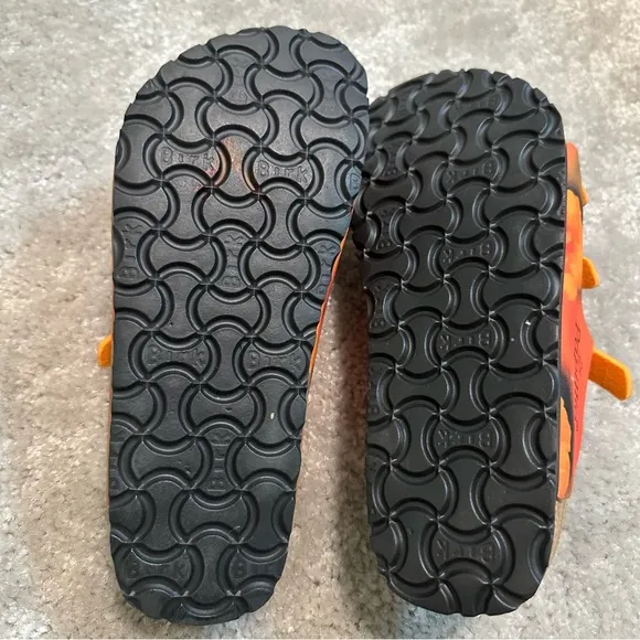 Birkenstock Papillio Florida Leather Sandals Orange Floral Design Size 35 K3-3.5