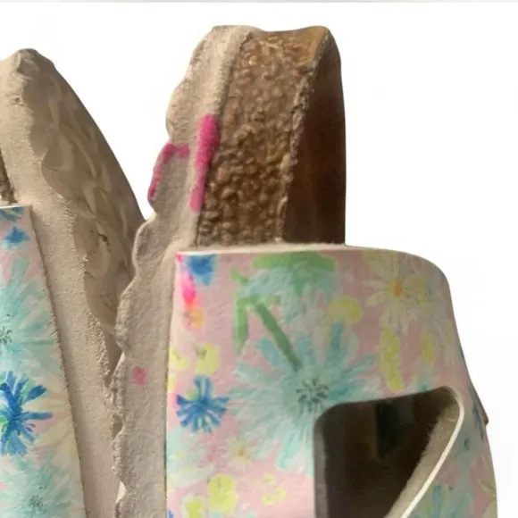 Birkenstock rio ankle strap Sandals  pink Floral Print size 4 youth summer