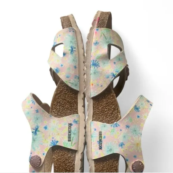 Birkenstock rio ankle strap Sandals  pink Floral Print size 4 youth summer