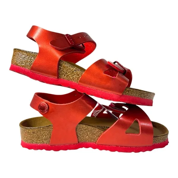 Birkenstock Rio Kids Sandals - Soft Metallic Red - Size 26 (US 8-8.5 Toddler)