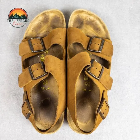 Birkenstock Slingback Sandal Brown Buckle Strap Cork Unisex Mens Women's Size 42