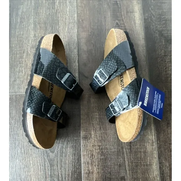 Birkenstock Sydney Sandals Magic Snake Glitter Black Navy Birko-Flor EU37 W6