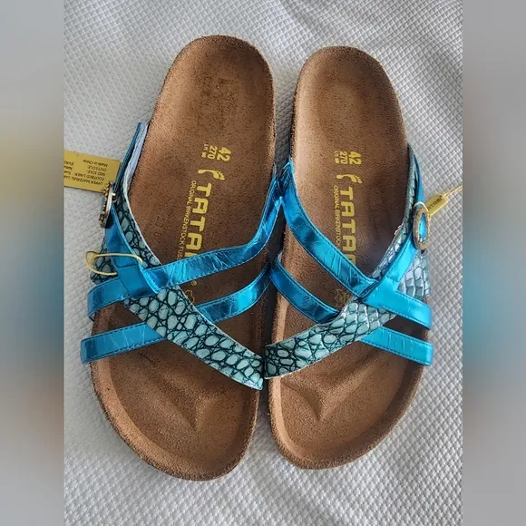 Birkenstock Tatami Blue Sandals with Contoured Footbed and Sparkling Straps