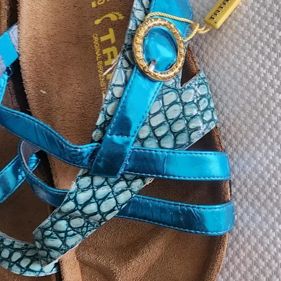 Birkenstock Tatami Blue Sandals with Contoured Footbed and Sparkling Straps