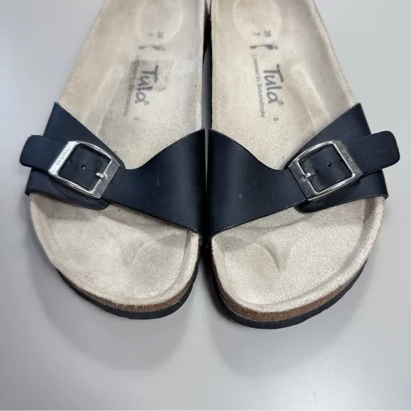 Birkenstock Tula Womens 7 38 Slide Leather Strap Sandals In Black