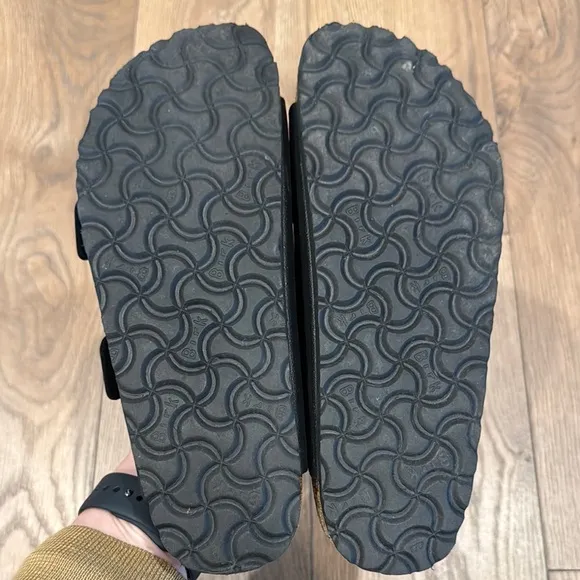 Birkenstock Women’s Arizona Birko-floor Black Sandals 2 Straps Size 38 US 7-7.5