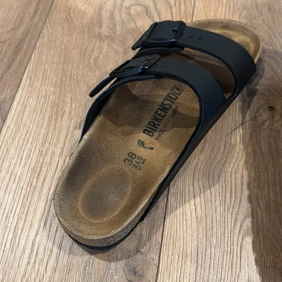Birkenstock Women’s Arizona Birko-floor Black Sandals 2 Straps Size 38 US 7-7.5