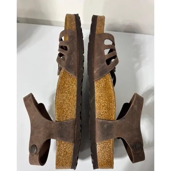 Birkenstock Womens Brown Leather Soft Footbed Sandals Size 40 Bali