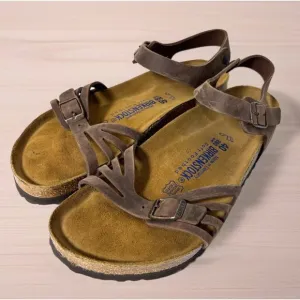 Birkenstock Womens Brown Leather Soft Footbed Sandals Size 40 Bali