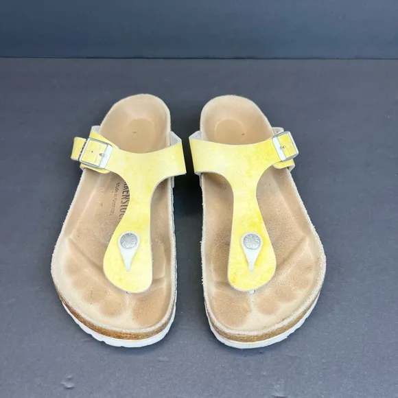 Birkenstock Yellow Sandals with Cork Footbed Women’s US Size 6 Euro 37