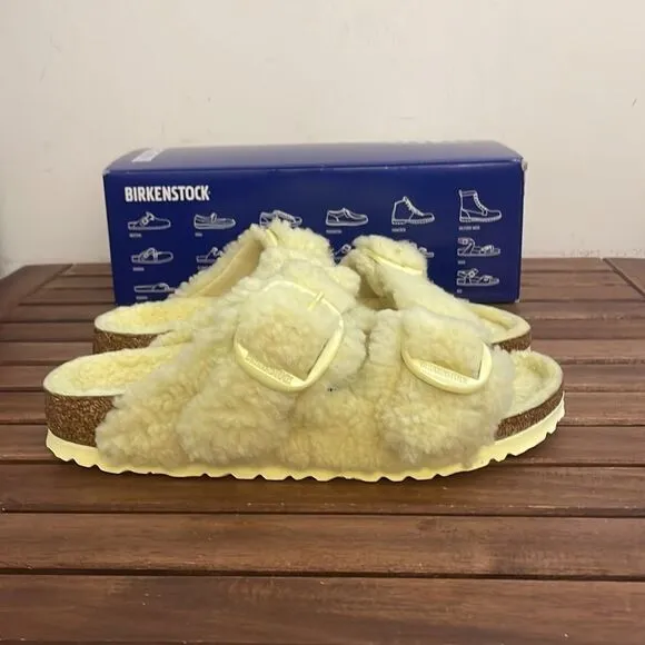 Birkenstock Arizona Big Buckle Shearling Sandals Yellow EU 39/US Women 8/UK 5.5