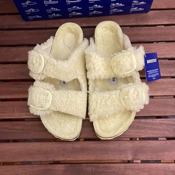 Birkenstock Arizona Big Buckle Shearling Sandals Yellow EU 39/US Women 8/UK 5.5