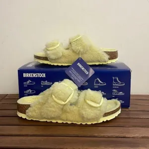 Birkenstock Arizona Big Buckle Shearling Sandals Yellow EU 39/US Women 8/UK 5.5