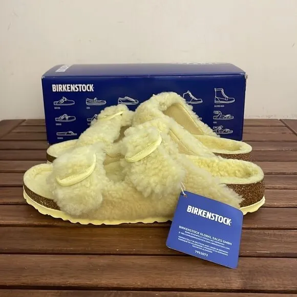 Birkenstock Arizona Big Buckle Shearling Sandals Yellow EU 39/US Women 8/UK 5.5