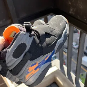 Black and Orange High-Top Sneakers with Velcro Straps