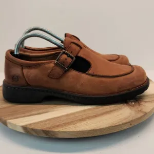 BORN Mary Jane Loafer Shoes Women's 9.5M Brown Leather T-Strap Closed Toe W6431
