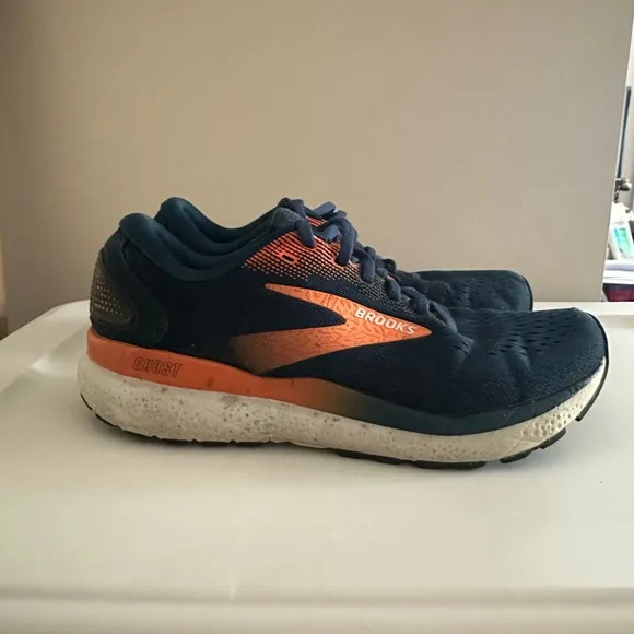 Brooks Ghost 16 Running Shoes Sneakers Blue Opal/Black/Nasturtium Mens 8.5