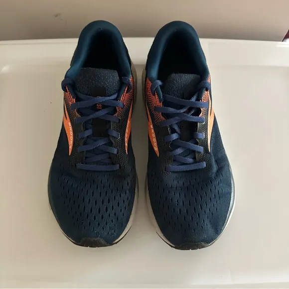 Brooks Ghost 16 Running Shoes Sneakers Blue Opal/Black/Nasturtium Mens 8.5