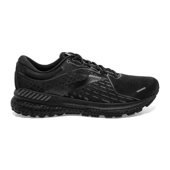BROOKS MEN'S ADRENALINE GTS 21 RUNNING SHOE - BLACK/BLACK/EBONY - 9