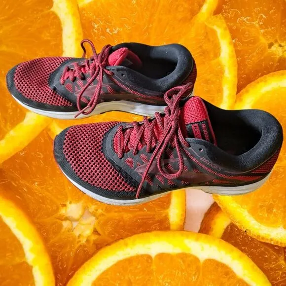 Brooks Revel Men’s Red &amp;‎ Black D Standard Cushion Running Shoes Size 10.5