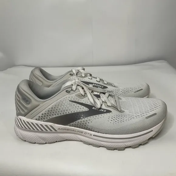 Brooks Women’s Adrenaline GTS 22 Running Road White Silver Tennis Shoes; Sz 11B