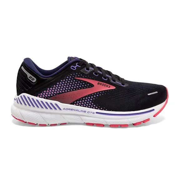 BROOKS WOMEN'S ADRENALINE GTS 22 SUPPORTIVE RUNNING SHOE - BLACK/PURPLE/COR