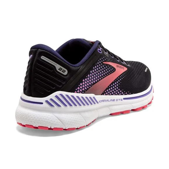 BROOKS WOMEN'S ADRENALINE GTS 22 SUPPORTIVE RUNNING SHOE - BLACK/PURPLE/COR