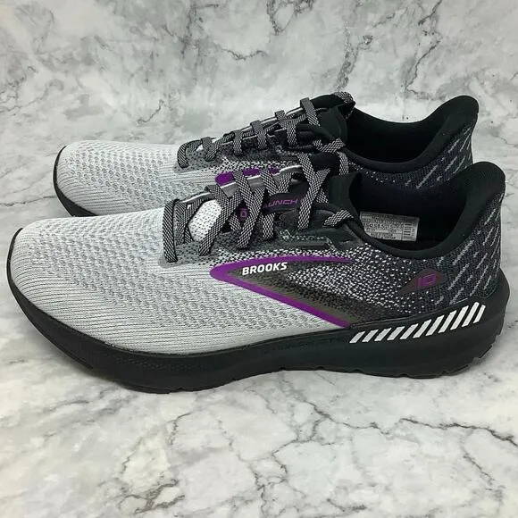 Brooks Womens Size 8.5W Black White Violet Launch 10 Running Sneakers P2-3