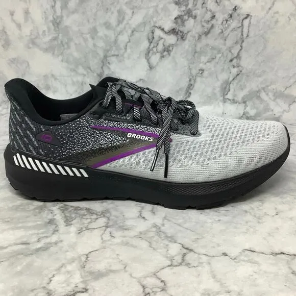 Brooks Womens Size 8.5W Black White Violet Launch GTS 10 Running Sneakers P7-31