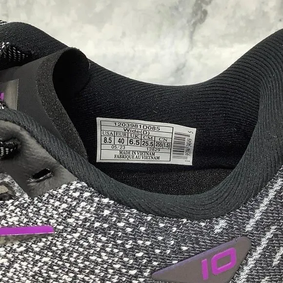 Brooks Womens Size 8.5W Black White Violet Launch GTS 10 Running Sneakers P7-31