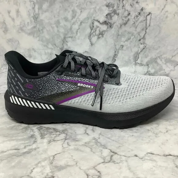 Brooks Womens Sz 9.5M Black White Violet Launch GTS 10 Running Sneakers P2-1