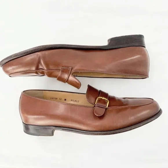 Bruno Magli Mens Shoes Wilkes Loafer Brown Italian Leather Buckle Sz 12 W