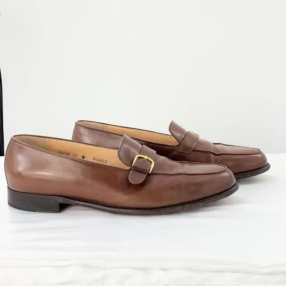 Bruno Magli Mens Shoes Wilkes Loafer Brown Italian Leather Buckle Sz 12 W